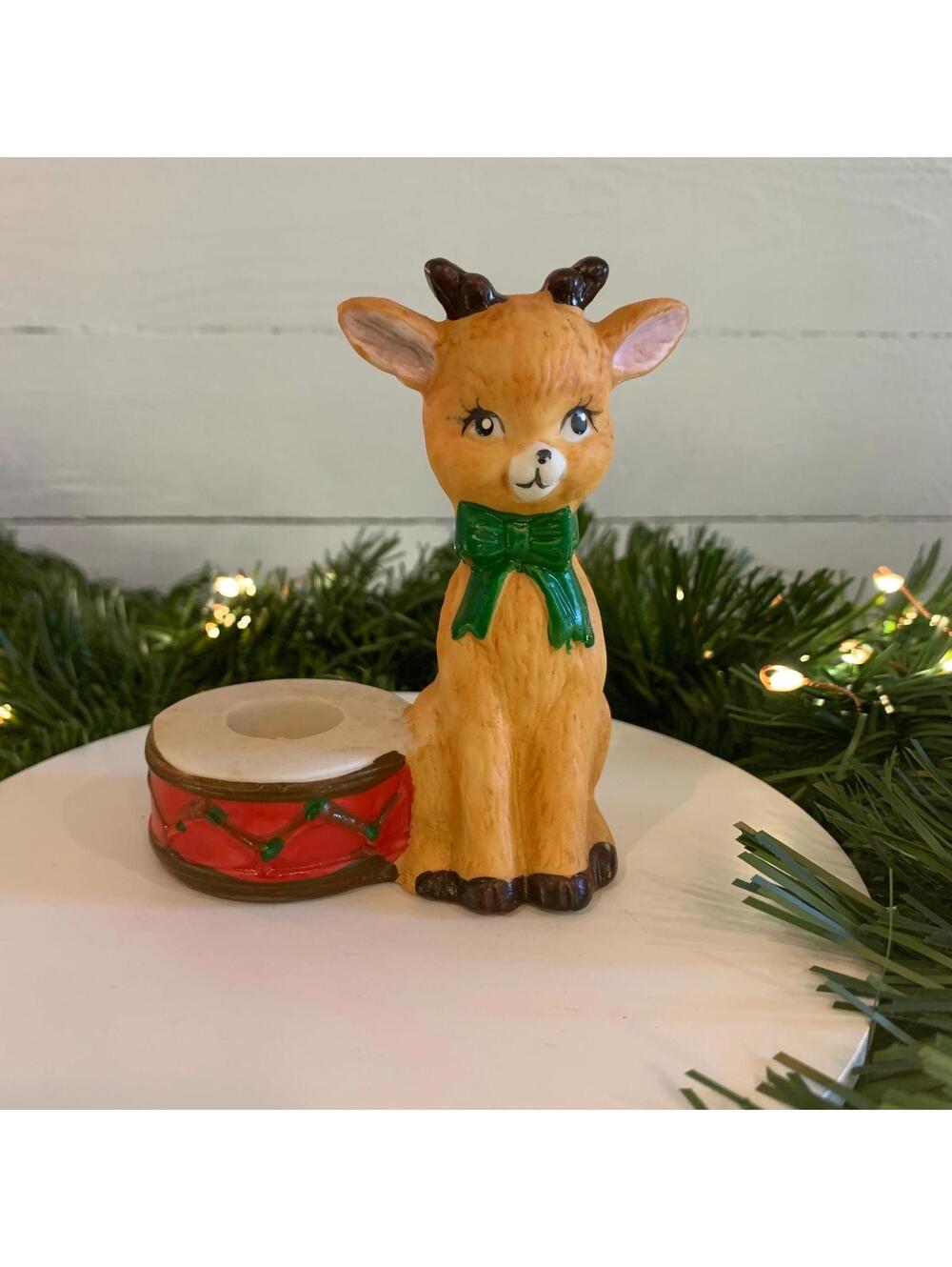 Vintage JSNY Deer Holiday Friends Candle Holder - Taiwan